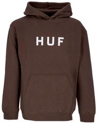 Huf - Hoodies & Sweatvesten ,Bruin ,Katoen Logo Hoodie Chocolade - Lyst