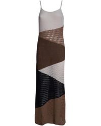 Akep - Kleedjes ,Veelkleurig ,Katoen Colour-Block Open-Knit Maxi Jurk - Lyst