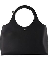Courreges - Schwarze Leder-Schultertasche - Lyst