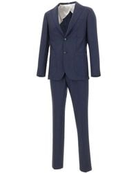 Barba Napoli - Kostuums ,Blauw ,Wol Pinstripe Virgin Wool Suit - Lyst
