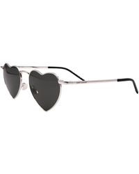 Saint Laurent - Herzförmige silber metall sonnenbrille - Lyst