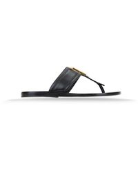 Tom Ford - Flache Ledersandalen Mit Goldenem Detail - Lyst