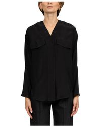 Tela - Overhemden ,Zwart ,Zwarte Viscose Lange Mouwen Shirt - Lyst