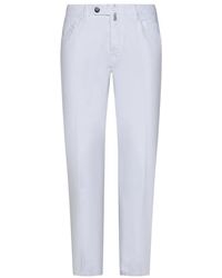 Incotex - Pantaloni slim-fit bianchi in cotone elasticizzato e lino - Lyst