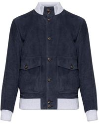 Eleventy - Jassen ,Blauw ,Leer Leren Jas - Lyst