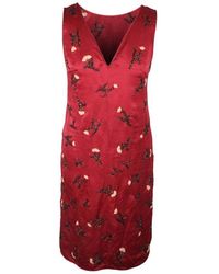 Prada Sleeveless Cocktail Dress With Beading Size 40 It - Rood