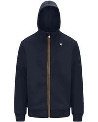K-Way - Hoodies & Sweatvesten ,Blauw ,Blauwe Sweater Met Verstelbare Capuchon - Lyst