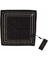 Dolce & Gabbana Zwarte Gestippelde Zijden Vierkante Zakdoeksjaal