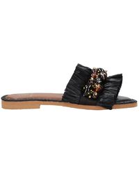 De Siena - Schoenen ,Zwart ,Zwarte Sandalen Met Raffia En Stenen - Lyst