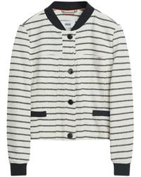 Cinque - Jassen ,Veelkleurig ,Bouclé Blouson Met Sportieve Strepen - Lyst