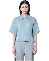 Our Legacy - Overhemden ,Blauw ,Overhemd Met Gebogen Zoom - Lyst