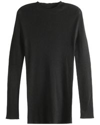 Rick Owens - Truien & Vesten ,Zwart ,Wol Geribbelde Ronde Hals - Lyst