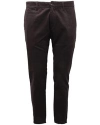 Officina 36 - Broeken ,Zwart ,Katoen Geborduurde Katoenen Broek - Lyst