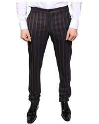 Dolce & Gabbana - Broeken ,Bruin ,Wol Bruine Gestreepte Wollen Pantalon - Lyst