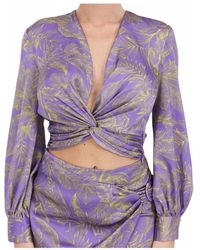 SIMONA CORSELLINI - Blusa viola con motivo foglie - Lyst