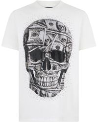 Philipp Plein - Tops ,Wit ,Katoen T-Shirt Ronde Hals Ss Skull - Lyst
