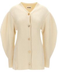 Jil Sander - Lange Geribbelde Wollen Cardigan - Lyst