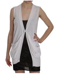 Pink Memories - Truien & Vesten ,Wit ,Katoen Witte Mouwloze Vest V-Hals Casual - Lyst