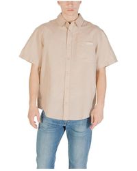Calvin Klein - Leinen Baumwolle Kurzarmhemd - Lyst