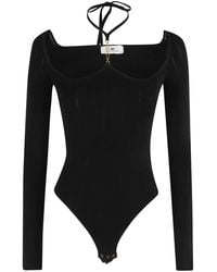 Elisabetta Franchi - Zwart Tricot Body Met Juweel Logo - Lyst