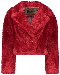 Herno - Jassen ,Rood ,Polyester Faux Fur Revers Kraag Jas - Lyst