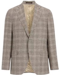 Oscar Jacobson - Jassen ,Grijs ,Wol Geruit Gestreepte Blazer Regular Fit - Lyst