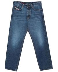 DIESEL - Jeans ,Blauw ,Katoen Blauwe Regular Fit Tapered Leg Jeans - Lyst