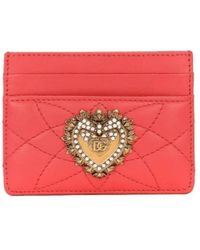 Dolce & Gabbana - Accessoires ,Rood ,Hart Motief Leren Kaarthouder - Lyst