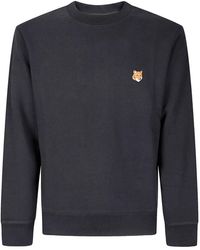 Maison Kitsuné - Hoodies & Sweatvesten ,Zwart ,Katoen Zwarte Fox Head Katoenen Sweatshirt - Lyst