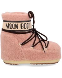 Moon Boot - Schoenen ,Roze ,Leer Icon Low Fleece Boots - Lyst