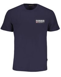 Napapijri - Tops ,Blauw ,Katoen Blauw Katoenen T-Shirt Met Print Logo - Lyst