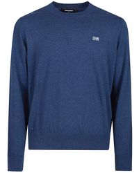 DSquared² - Truien & Vesten ,Blauw ,Katoen Stijlvolle Gebreide Trui - Lyst