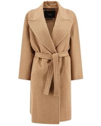 Max Mara - Kasjmierjas Met Riem En Peak Revers - Lyst