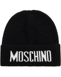 Moschino - Accessoires ,Zwart ,Wol Pet Met Logo - Lyst