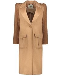 Fendi - Jassen ,Bruin ,Wol Camelwollen Reversjas Met Klepzakken - Lyst