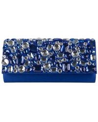 Anna Cecere - Satin-Clutch Mit Farblich Abgestimmten-Steinen Und Verstaubarer Kette - Lyst