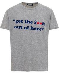 DSquared² - Tops ,Grijs ,Katoen Katoenen T-Shirt Met 'Get The F**K. Print - Lyst