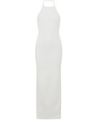 Jacquemus - Kleedjes ,Wit ,Leer Tablier Midi Jurk - Lyst
