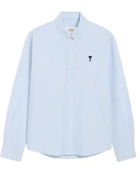 Ami Paris - Overhemden ,Blauw ,Katoen Oxford Katoenen Button-Down Overhemd - Lyst