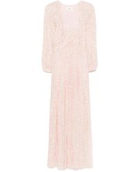 Ba&sh - V-Ausschnitt Rosa Kleid Mit Langen Ärmeln - Lyst