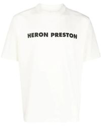 Heron Preston - Tops ,Wit ,Katoen Bedrukt Logo T-Shirt - Lyst