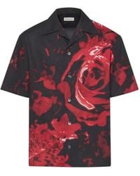 McQueen - Camisa Bowling De Popelin De Algodon Floral - Lyst
