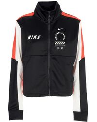 Nike - Fitness ,Zwart ,Polyester Korte Track Top Zwart/Rood/Wit - Lyst