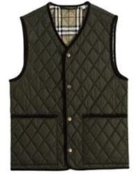 Burberry - Jassen ,Groen ,Katoen Gewatteerd Mouwloos Vest Met Check Voering - Lyst