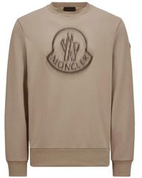 Moncler - Hoodies & Sweatvesten ,Bruin ,Katoen Vervaagde Logo Sweatshirt - Lyst