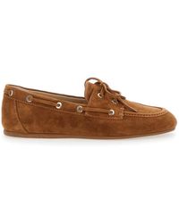 Stuart Weitzman - Schoenen ,Bruin ,Suède Bruine Veterschoenen Loafers Suède Vrouw - Lyst