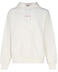 Marni - Hoodies & Sweatvesten ,Wit ,Katoen Hoodie Met Logo-Print - Lyst