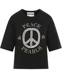 Moschino - Tops ,Zwart ,Katoen Zwarte T-Shirt Collectie - Lyst