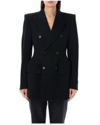 Balenciaga - Jackets,schwarze woll-doppelreiher-jacke - Lyst