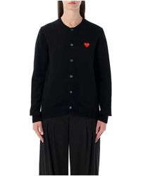 COMME DES GARÇONS PLAY - Truien & Vesten ,Zwart ,Wol Round Neck Rhinestone Cardigan - Lyst
